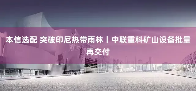 本信选配 突破印尼热带雨林丨中联重科矿山设备批量再交付